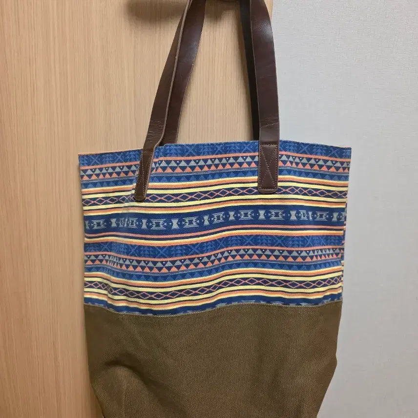 [BUNJANG] Ethnic Pattern Tote Bag - Brown/Blue / 에스닉 패턴 토트백 브라운/블루