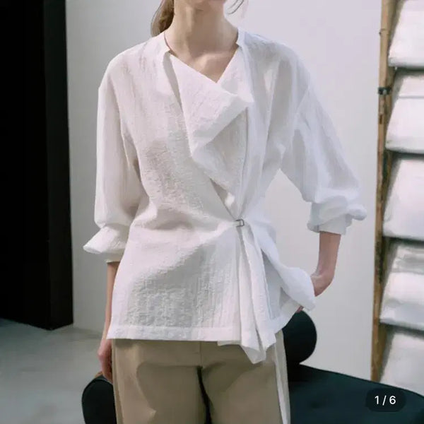 [BUNJANG] LA MELEDRAPE Belted Shirt - Off White / (새상품)라메레이 drape belted shirt- off white