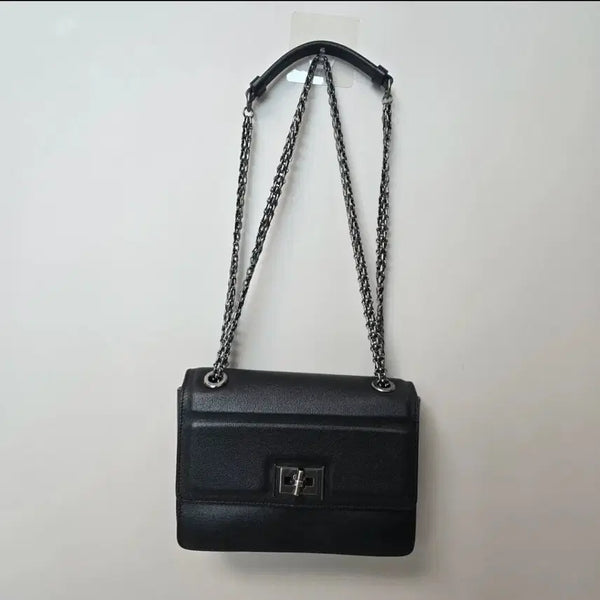 [BUNJANG] Couronne Black Leather Chain Shoulder Bag Crossbody / 가격제안행사!!  쿠론 가죽좋은 여성 블랙 체인 숄더백  크로스백