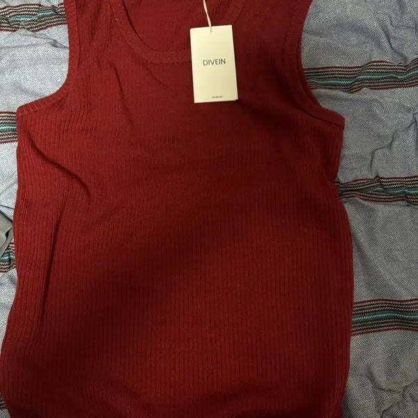 [BUNJANG] DIVEIN Ribbed Sleeveless Knit Top / DIVEIN 골지 민소매 니트
