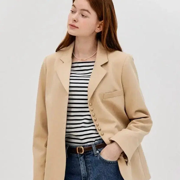 [BUNJANG] Unedit Gold Button Jacket Beige / 언에디트 골드 버튼 자켓