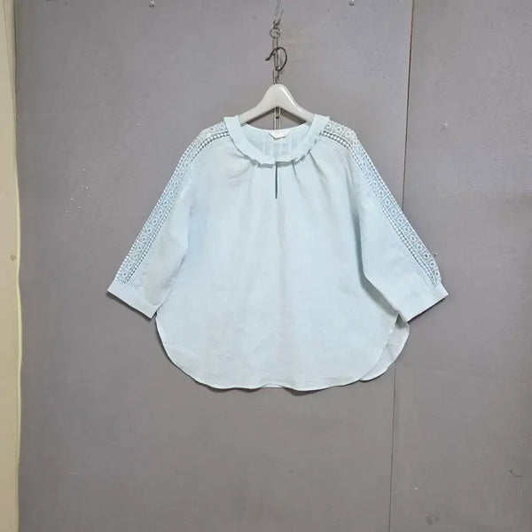 [BUNJANG] ASHLEY Boutique Sky Blue 7-Sleeve Linen Blouse / s하루특가s20  하늘색 7부소매 린넨 블라우스 FF  n6215