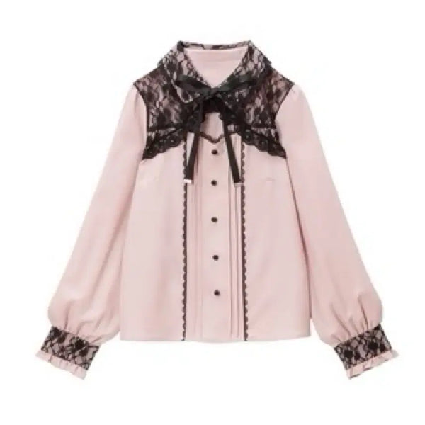 [BUNJANG] DearMyLove Frill Bolero Yoke Lace Ribbon Blouse / 현물) 디마럽 프릴 볼레로 요크 레이스 리본 블라우스