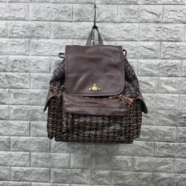 [BUNJANG] Vivienne Westwood Leather Backpack Brown 40*30 / 비비안웨스트우드 백팩 브라운  사이즈 40*30 가죽부분 까짐 사진참조