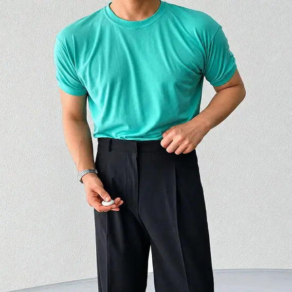 [BUNJANG] Men's Ice Silk Muscle Fit Short Sleeve T-Shirt / 남자 아이스 실켓 머슬핏 반팔 티셔츠 7컬러