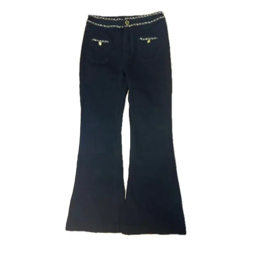 [BUNJANG] Chain Detail Bootcut Denim Pants - Black / 체인 장식 부츠컷 데님 팬츠 블랙
