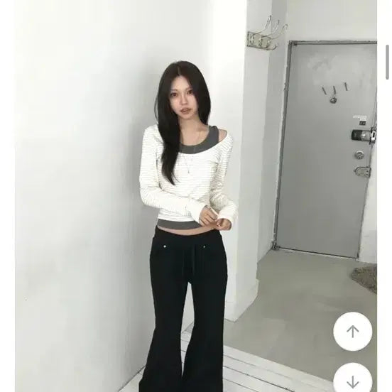 [BUNJANG] Black Low-Rise Bootcut Elastic Waistband Pants Long M / 블랙 로우라이즈 부츠컷 밴딩 팬츠 롱기장 m