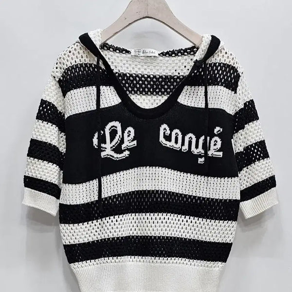 [BUNJANG] Egoist Lettering Stripe Net Hoodie Pullover / 에고이스트 레터링 스트라이프 네트 후디 풀오버(24년)