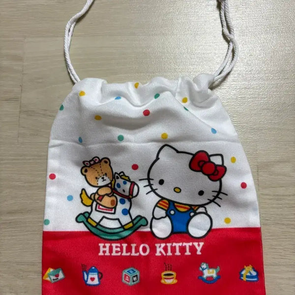 [BUNJANG] Sanrio Hello Kitty Red Drawstring Pouch Bag / 산리오 헬로키티 레드  복주머니 st 파우치 가방 새상품