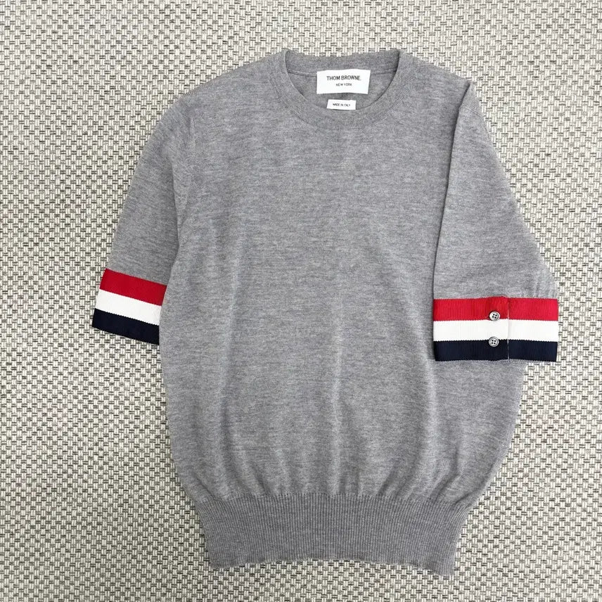 [BUNJANG] Thom Browne Armband Knit T-Shirt / [42]톰브라운 암밴드 니트 반팔티