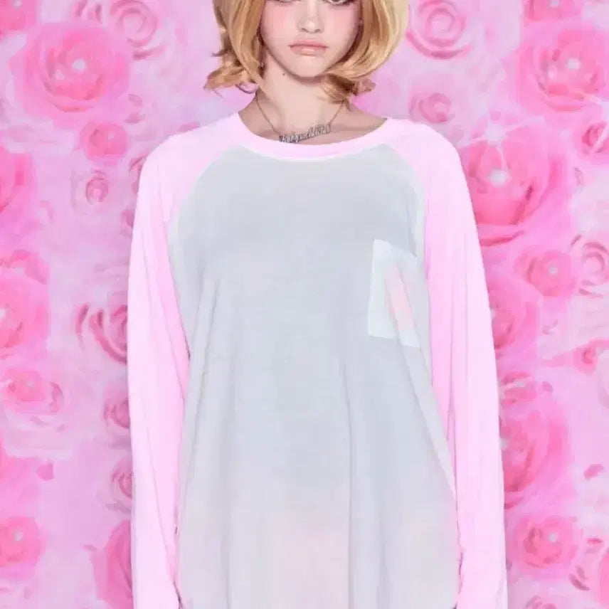 [BUNJANG] BabyMetalClub Boyfriend Raglan T-Shirt Pink Long Sleeve / 베이비메탈클럽 보이프렌드 레글런티 핑크 롱슬리브