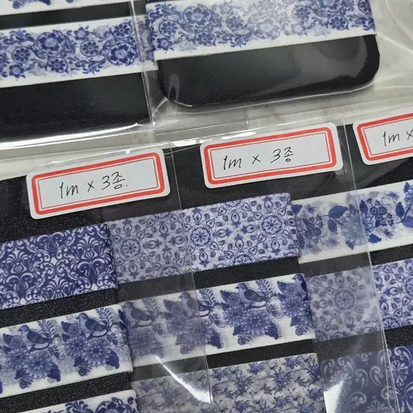 [BUNJANG] Blue and White Pattern Masking Tape (1.5m / 3m) / |마테띵 1.5m 300원, 3m 500원| 청화 패턴 마스킹 테이프