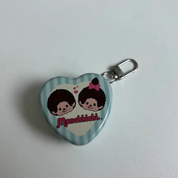 [BUNJANG] Monchhichi Heart Tin Case Keyring / 몬치치 하트 틴케이스 키링 간식