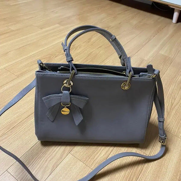 [BUNJANG] Elegance Saffiano Leather Shoulder Bag - Gray / 엘레강스 사피아노 소가죽 그레이 백 신품급