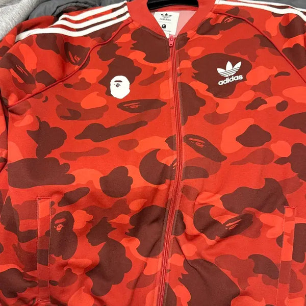 [BUNJANG] BAPE x Adidas Adicolor Track Top Jersey Red / 베이프 아디다스 트랙탑 져지 아디컬러 적계 레드