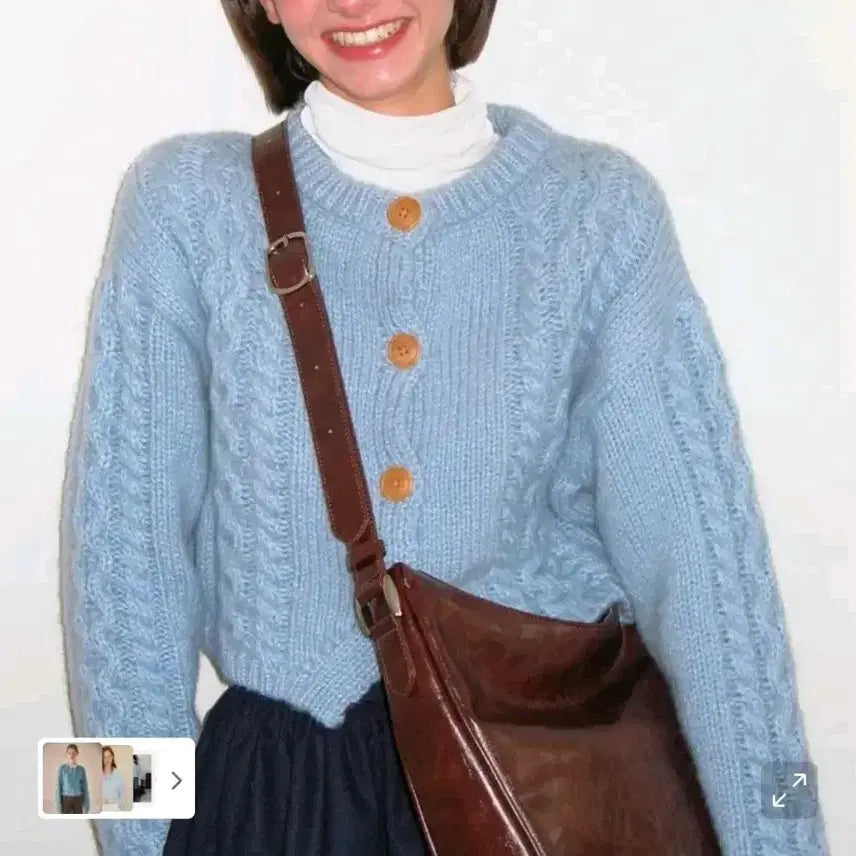 [BUNJANG] Somewhere Butter Cable Knit Cardigan / (정가14) 썸웨어버터 우드버튼 케이블 니트 가디건 여름뮤트 추천템