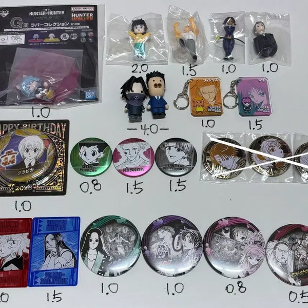 [BUNJANG] Hunter x Hunter Jump Shop Keyring, Can Badge, Ichiban Kuji Desktop Mascot, Neferpitou, Illumi / 헌터헌터 점프샵 키링 캔뱃지 제일복권 데스크탑 마스코트 네페르피트 이르미