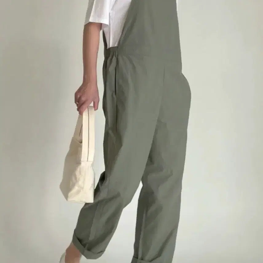 [BUNJANG] Khaki Crinkled Strap Jumpsuit / 카키 바스락 끈 점프수트