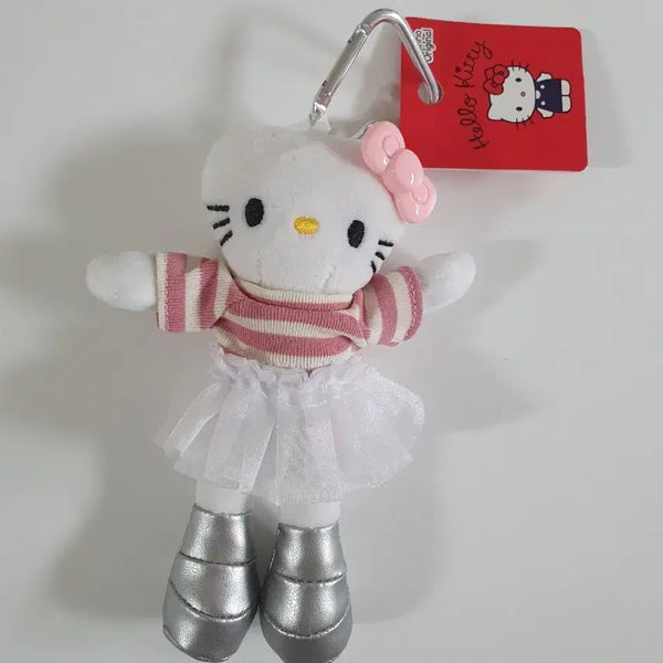 [BUNJANG] Hello Kitty Striped Outfit Plush Keychain / 롱다리키티 스트라이프 인형 키링