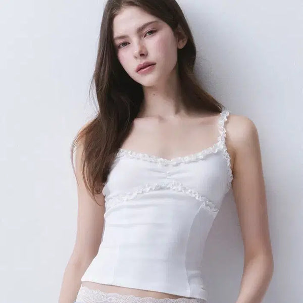 [BUNJANG] Thetys Whipping Cream Lace Sleeveless Shirt / 더티스 WHIPPING CREAM LACE SLEEVELESS SHIRT