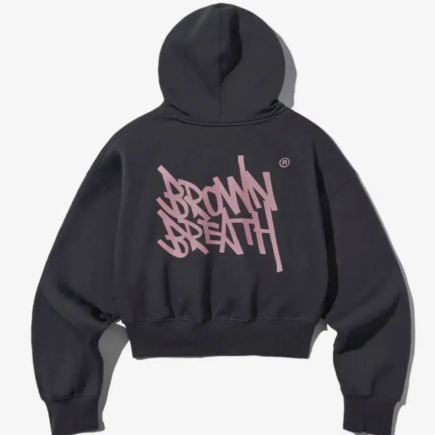 [BUNJANG] Brown Breath W Tag Crop Hoodie - Charcoal / 브라운브레스W TAG CROP HOODIE-CHARCOAL후드티