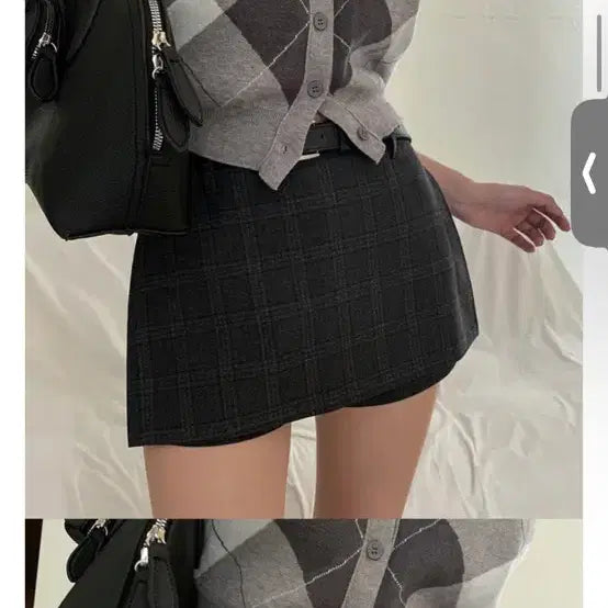 [BUNJANG] Cream Cheese Market Classic Check Skirt with Slit / 크림치즈마켓 치마바지 트임 인생핏 클래식 체크 스커트