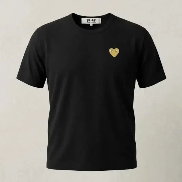 [BUNJANG] Comme des Garçons Gold Heart Short Sleeve T-Shirt / (새상품) 꼼데가르송 골드 하트 반팔티 블랙 화이트 XXL XL L M