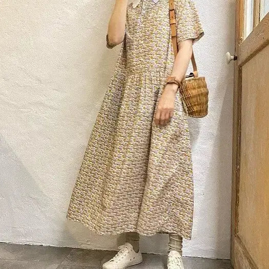 [BUNJANG] Beige Japanese Fabric Handmade Dress / 베이지 일본 패브릭 원피스