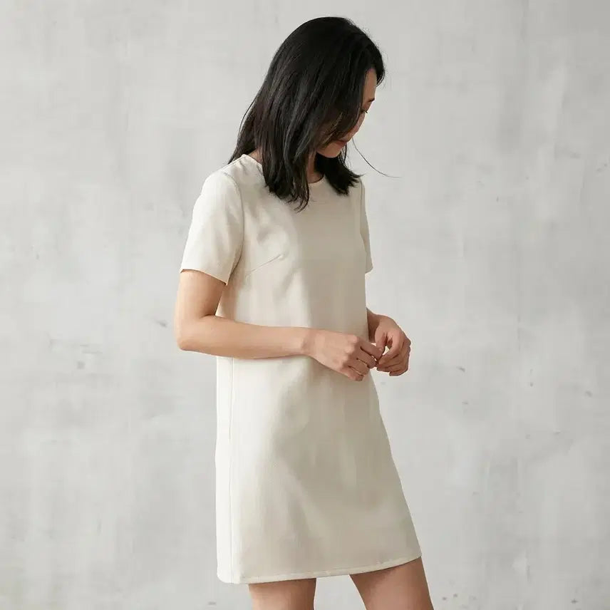 [BUNJANG] LEWITT Ivory Round Neck Long Top Dress - Size 55 / 르윗(LEWITT) 아이보리 원피스~55반