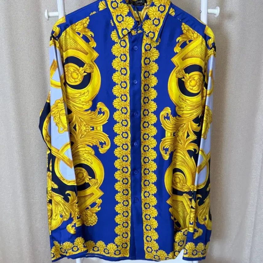 [BUNJANG] Versace Silk Shirt Blue Gold / 베르사체 실크 셔츠 블루 골드