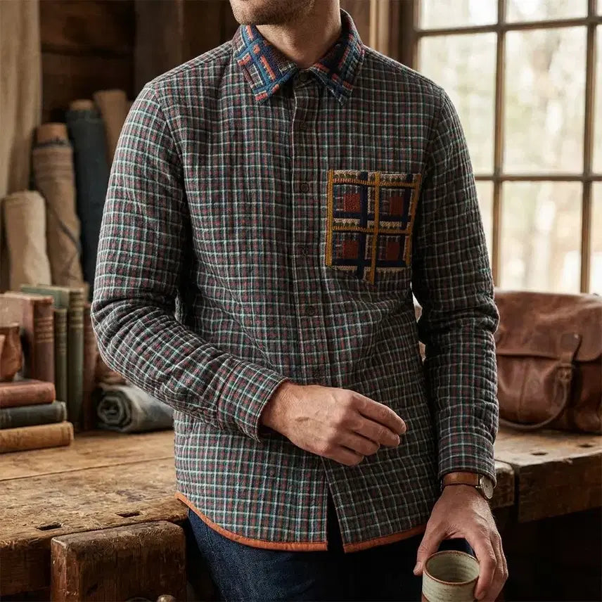 [BUNJANG] TIME Postmodern Check Quilting Shirt Jacket / 타임 포스트모던 체크 퀼팅 셔츠 자켓 (95)