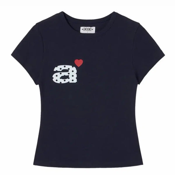 [BUNJANG] AEAE Dot Small Letter T-Shirt Navy / 에이이에이이 aeae 도트 스몰 레터 티셔츠 네이비