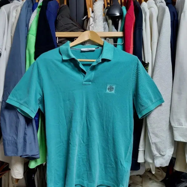 [BUNJANG] Stone Island Mint Short Sleeve Polo Shirt L / 스톤아일랜드 반팔 카라티 민트L 오케이몰 정품검수완료
