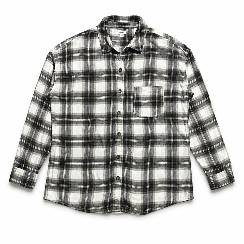 [BUNJANG] CAN Vintage Y2K Brown Cotton Flannel Check Shirt / CAN 캐나다 빈티지 y2k 워크웨어 브라운 플란넬 코튼 체크 셔츠