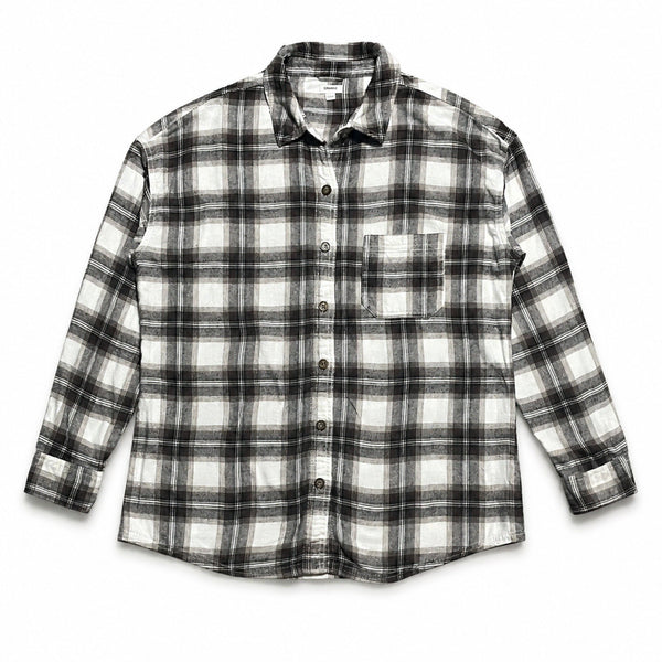 [BUNJANG] CAN Vintage Y2K Brown Cotton Flannel Check Shirt / CAN 캐나다 빈티지 y2k 워크웨어 브라운 플란넬 코튼 체크 셔츠
