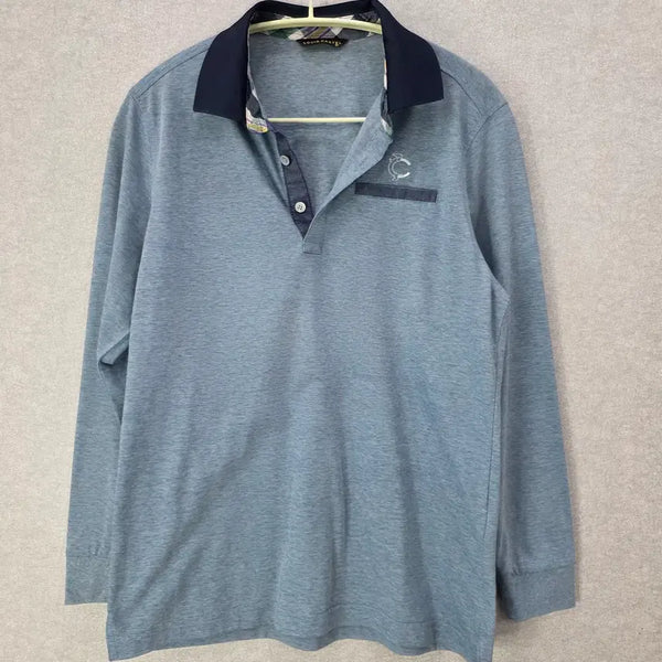 [BUNJANG] Louis Castel Colorblock Collar Summer Long Sleeve T-Shirt / 루이까스텔 배색 카라 여름 긴팔 티셔츠 LOUIS CASTEL
