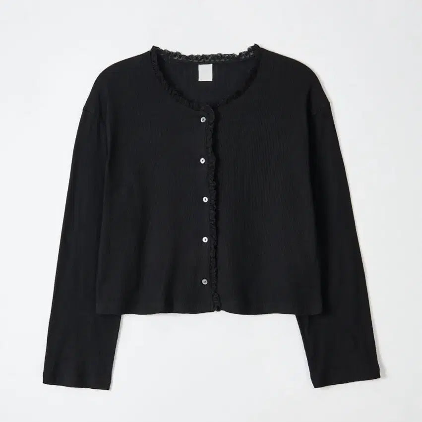 [BUNJANG] A.Coutts Frill Cardigan Black / 에크리스 프릴가디건 블랙