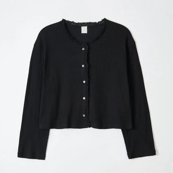 [BUNJANG] A.Coutts Frill Cardigan Black / 에크리스 프릴가디건 블랙