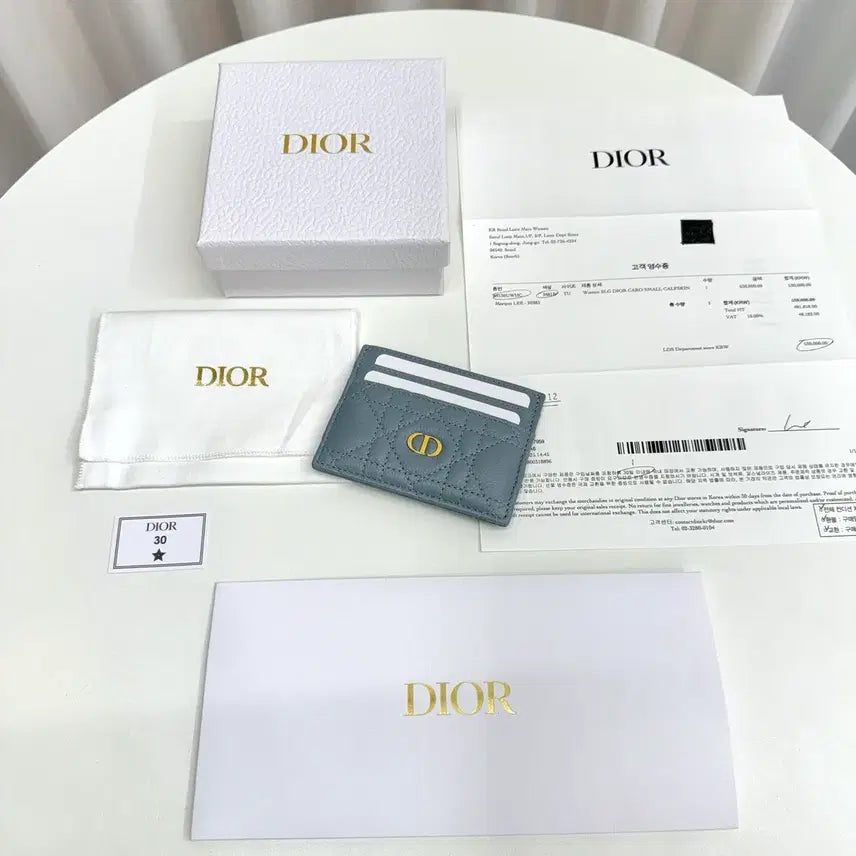 [BUNJANG] Dior Caro Freesia Card Holder Cloud Blue / [풀박스 / 2회 사용] 디올 카로 프리지아 카드지갑