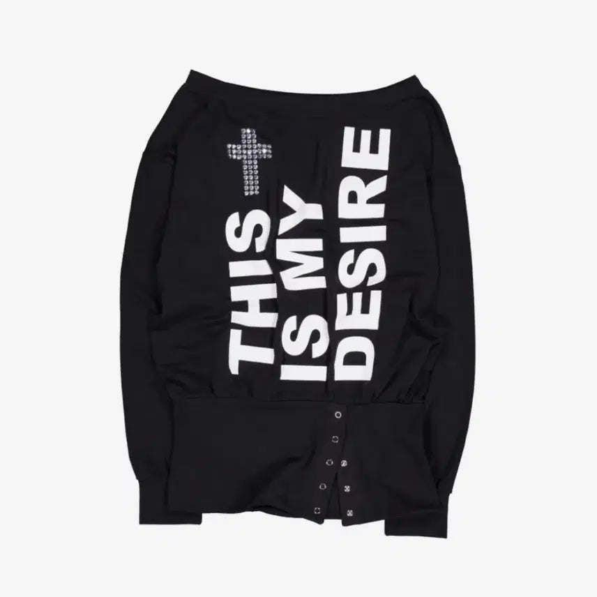 [BUNJANG] Setup EXI Bold Lettering Loose Off-Shoulder Long Sleeve Top Black / 셋업이엑스이 롱슬리브 오프숄더 볼드 레터링 루즈 탑 블랙