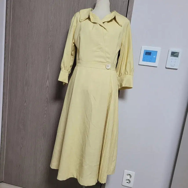 [BUNJANG] Line Yellow Long Dress / 가격제안행사!!  라인 고급스런 노란색 롱 원피스 하객룩