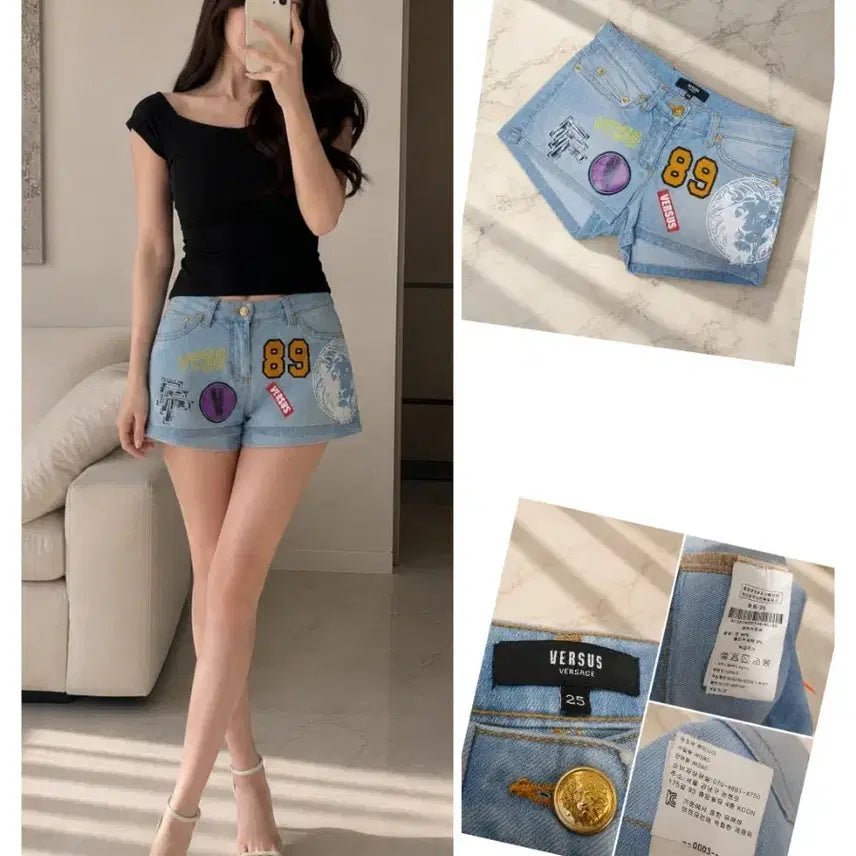 [BUNJANG] Versus Versace Patch Denim Hotpants / (정품) 베르수스 베르사체(VERSUS VERSACE) 패치 데님 핫팬츠