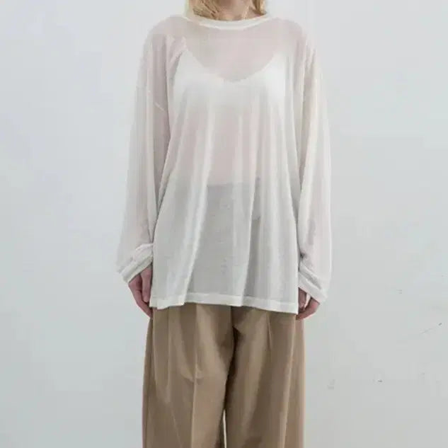[BUNJANG] Nothing Everything SHEER LONG SLEEVE TOP IN IVORY / 낫띵에브리띵 SHEER LONG SLEEVE TOP IN IVORY