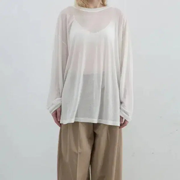 [BUNJANG] Nothing Everything SHEER LONG SLEEVE TOP IN IVORY / 낫띵에브리띵 SHEER LONG SLEEVE TOP IN IVORY