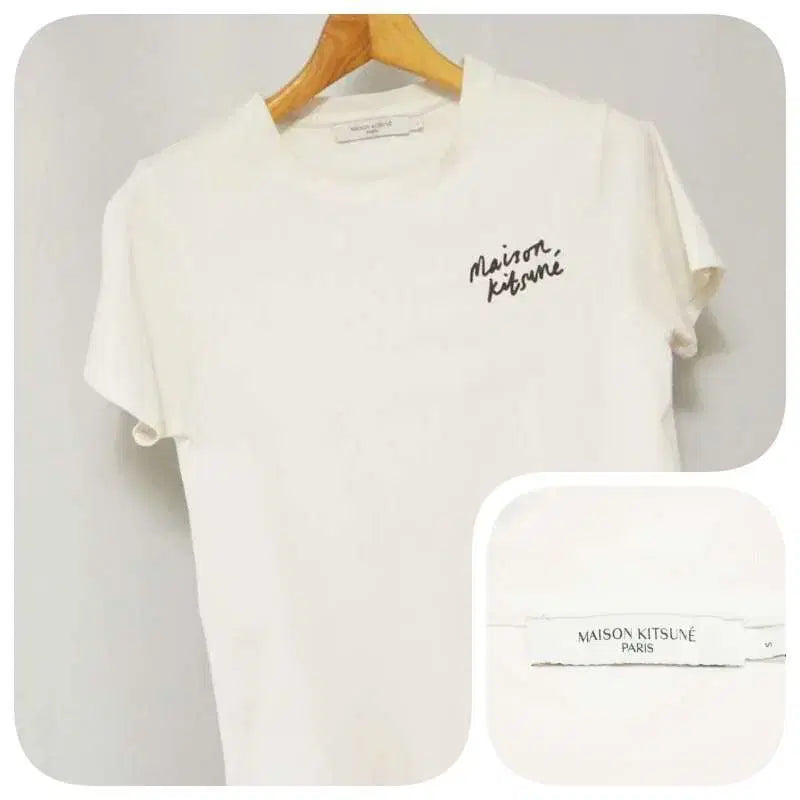 [BUNJANG] Maison Kitsuné White Short Sleeve Round Neck T-shirt Women's 55 / 메종키츠네 화이트 반팔 라운드 티셔츠 여성55