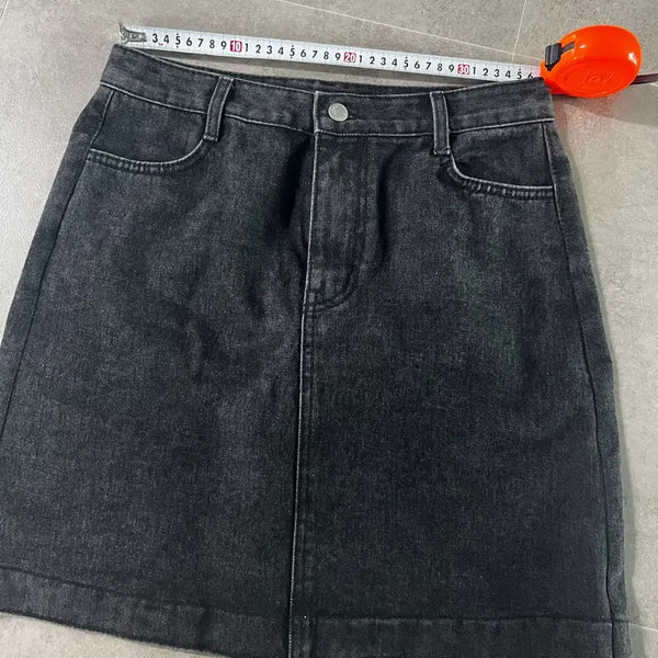 [BUNJANG] Black Denim Midi Skirt / 블랙 데님 스커트