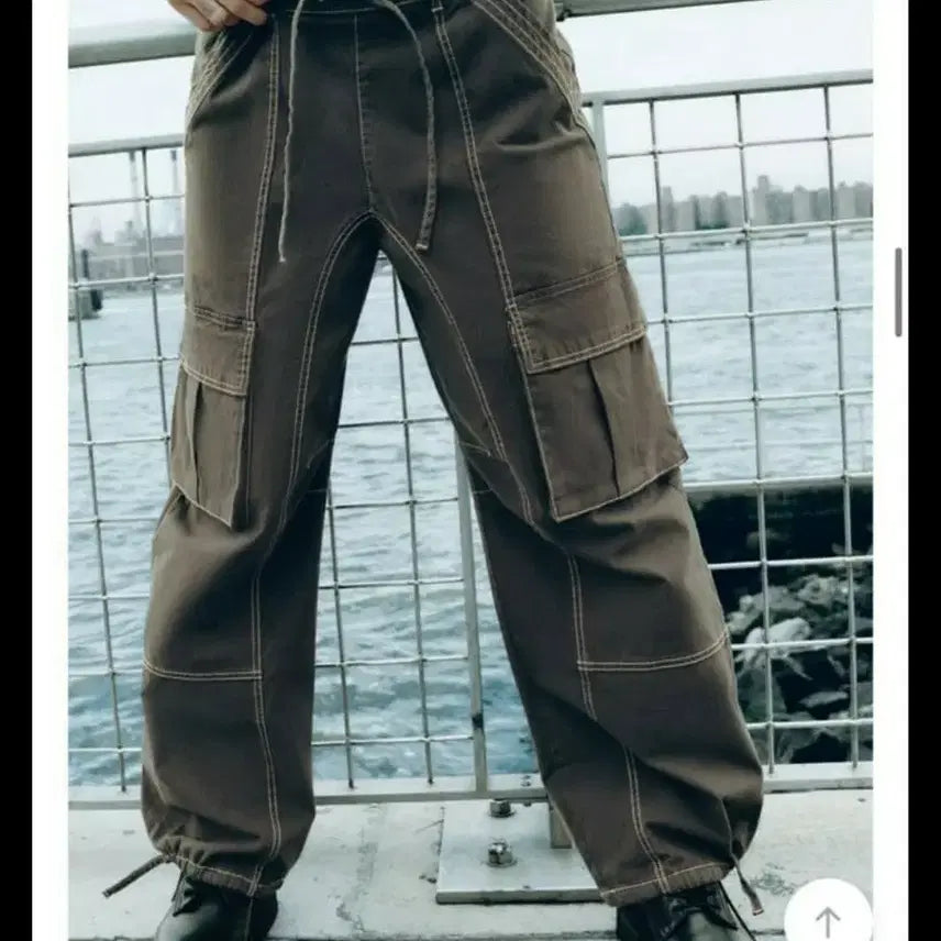 [BUNJANG] ZARA Woman Stitch Street Cargo Pants Dark Grey / 자라 우먼 스티치 스트릿 카고팬츠 다크그레이 (28)