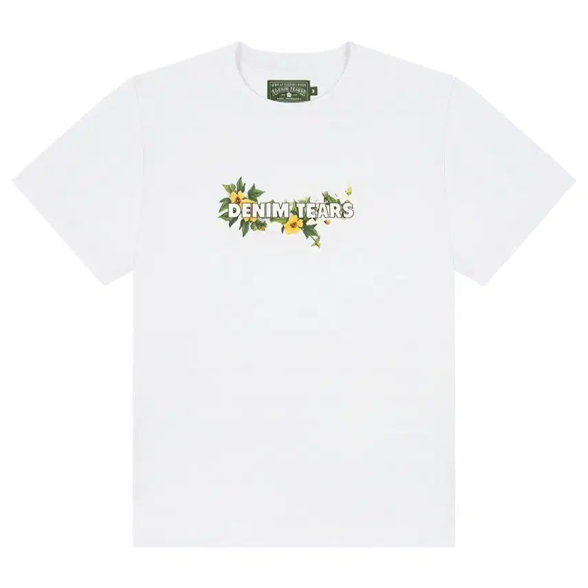 [BUNJANG] Denim Tears Cotton Floral Logo T-Shirt White / 데님 티어스 코튼 플로럴 로고 티셔츠 화이트 새상품