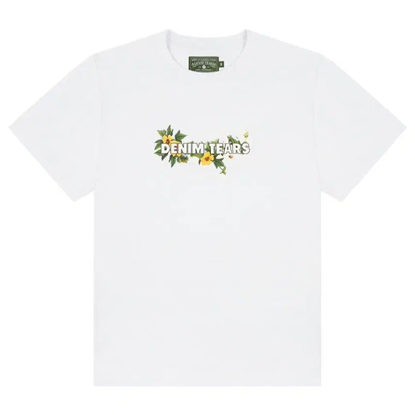 [BUNJANG] Denim Tears Cotton Floral Logo T-Shirt White / 데님 티어스 코튼 플로럴 로고 티셔츠 화이트 새상품