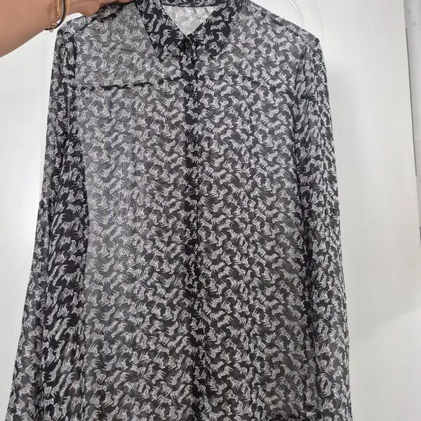 [BUNJANG] Unique Horse Pattern See-through Blouse / 유니크한 말 패턴 시스루 블라우스 55